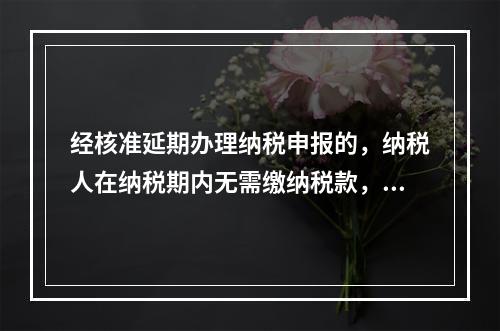 经核准延期办理纳税申报的，纳税人在纳税期内无需缴纳税款，只需