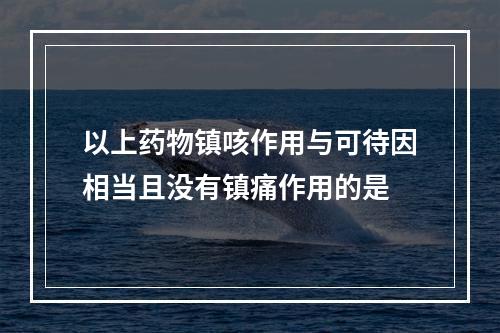 以上药物镇咳作用与可待因相当且没有镇痛作用的是