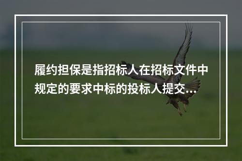 履约担保是指招标人在招标文件中规定的要求中标的投标人提交的（