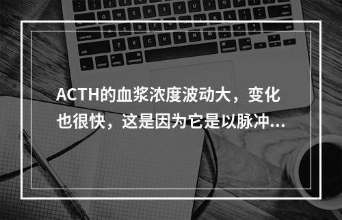 ACTH的血浆浓度波动大，变化也很快，这是因为它是以脉冲方式