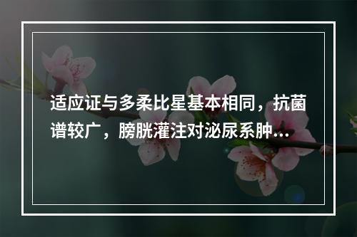 适应证与多柔比星基本相同，抗菌谱较广，膀胱灌注对泌尿系肿瘤也