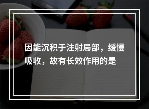 因能沉积于注射局部，缓慢吸收，故有长效作用的是