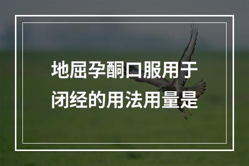 地屈孕酮口服用于闭经的用法用量是