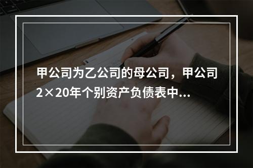 甲公司为乙公司的母公司，甲公司2×20年个别资产负债表中对乙