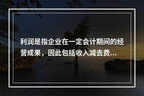 利润是指企业在一定会计期间的经营成果，因此包括收入减去费用后