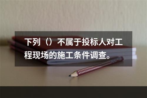 下列（）不属于投标人对工程现场的施工条件调查。