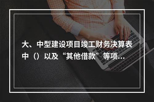 大、中型建设项目竣工财务决算表中（）以及“其他借款”等项目，