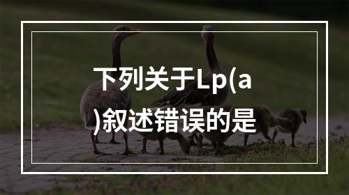 下列关于Lp(a)叙述错误的是