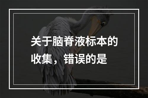 关于脑脊液标本的收集，错误的是