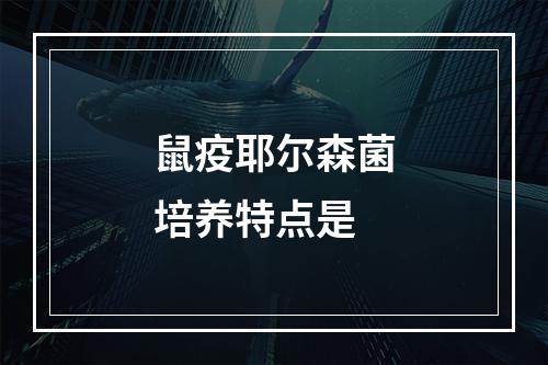 鼠疫耶尔森菌培养特点是