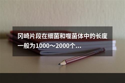 冈崎片段在细菌和噬菌体中的长度一般为1000～2000个核苷