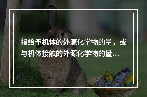 指给予机体的外源化学物的量，或与机体接触的外源化学物的量的是