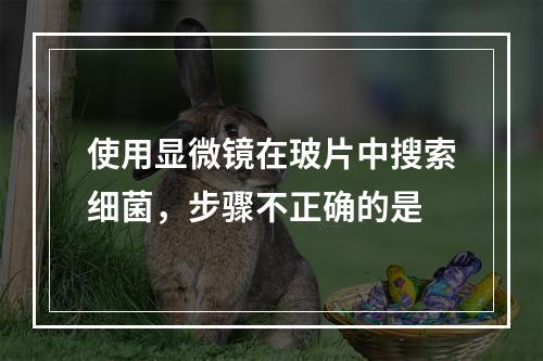 使用显微镜在玻片中搜索细菌，步骤不正确的是