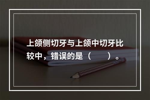 上颌侧切牙与上颌中切牙比较中，错误的是（　　）。