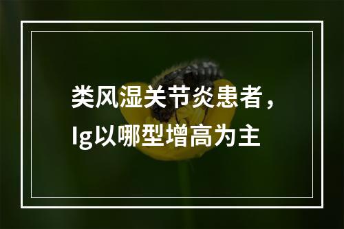 类风湿关节炎患者，Ig以哪型增高为主