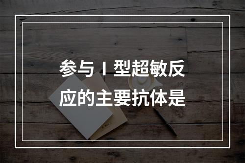 参与Ⅰ型超敏反应的主要抗体是