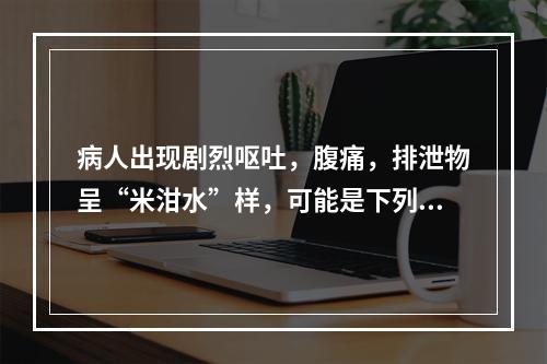 病人出现剧烈呕吐，腹痛，排泄物呈“米泔水”样，可能是下列哪种