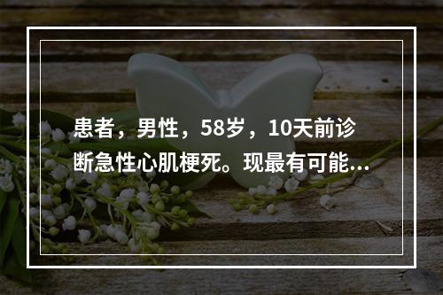 患者，男性，58岁，10天前诊断急性心肌梗死。现最有可能异常