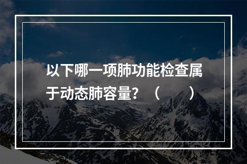 以下哪一项肺功能检查属于动态肺容量？（　　）