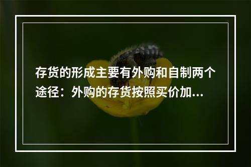 存货的形成主要有外购和自制两个途径：外购的存货按照买价加（）