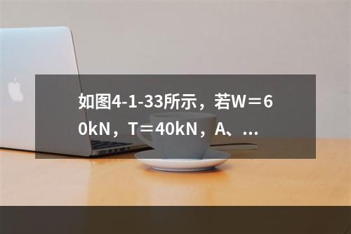 如图4-1-33所示，若W＝60kN，T＝40kN，A、B