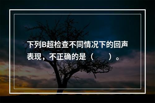 下列B超检查不同情况下的回声表现，不正确的是（　　）。