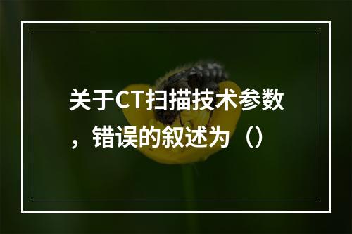 关于CT扫描技术参数，错误的叙述为（）