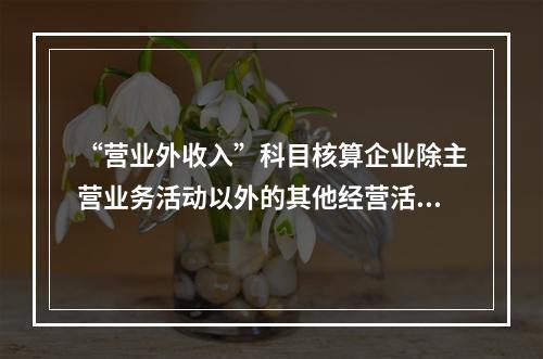 “营业外收入”科目核算企业除主营业务活动以外的其他经营活动实