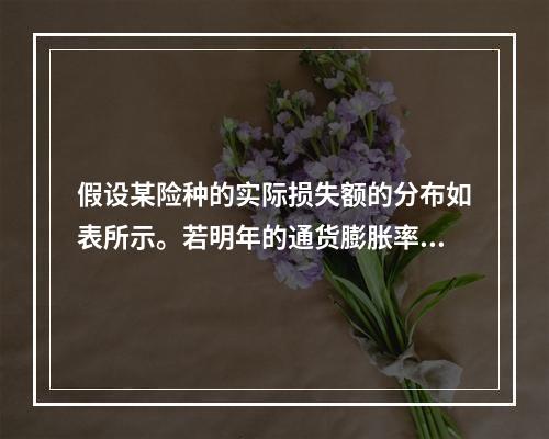 假设某险种的实际损失额的分布如表所示。若明年的通货膨胀率为5