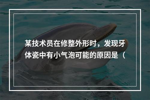 某技术员在修整外形时，发现牙体瓷中有小气泡可能的原因是（