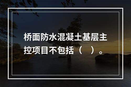 桥面防水混凝土基层主控项目不包括（　）。