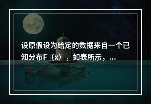 设原假设为给定的数据来自一个已知分布F（x），如表所示，则相