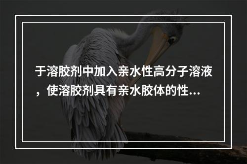 于溶胶剂中加入亲水性高分子溶液，使溶胶剂具有亲水胶体的性质而