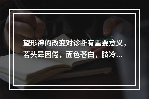 望形神的改变对诊断有重要意义，若头晕困倦，面色苍白，肢冷汗出