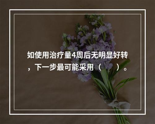 如使用治疗量4周后无明显好转，下一步最可能采用（　　）。