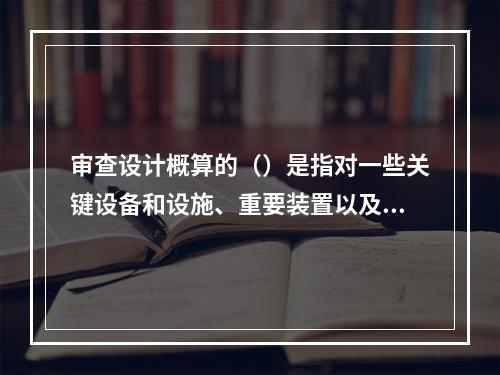 审查设计概算的（）是指对一些关键设备和设施、重要装置以及图纸