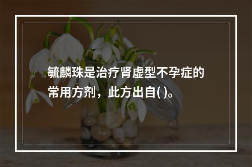 毓麟珠是治疗肾虚型不孕症的常用方剂，此方出自( )。