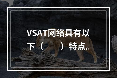 VSAT网络具有以下（　　）特点。