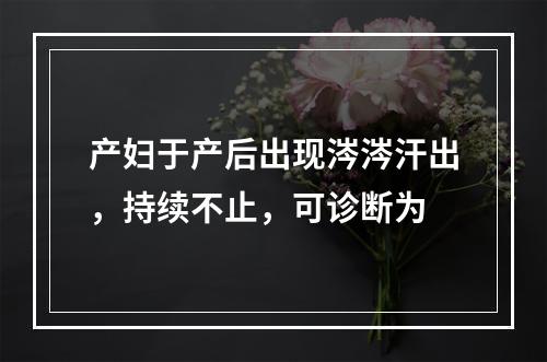 产妇于产后出现涔涔汗出，持续不止，可诊断为