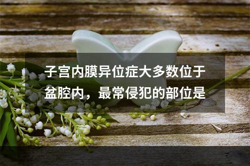 子宫内膜异位症大多数位于盆腔内，最常侵犯的部位是