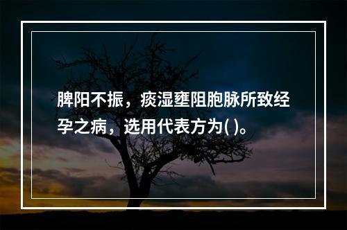 脾阳不振，痰湿壅阻胞脉所致经孕之病，选用代表方为( )。