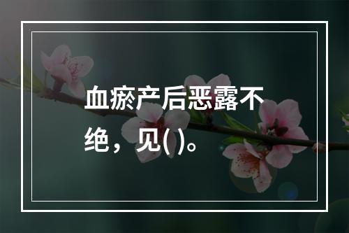 血瘀产后恶露不绝，见( )。