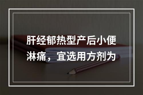 肝经郁热型产后小便淋痛，宜选用方剂为