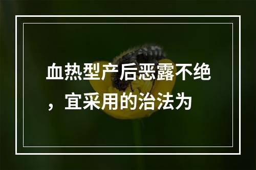 血热型产后恶露不绝，宜采用的治法为