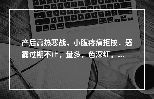 产后高热寒战，小腹疼痛拒按，恶露过期不止，量多，色深红，质黏