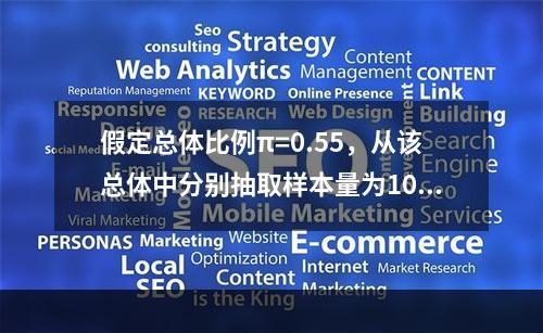 假定总体比例π=0.55，从该总体中分别抽取样本量为100、