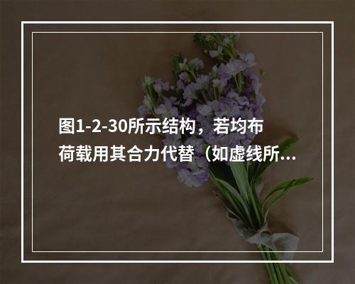 图1-2-30所示结构，若均布荷载用其合力代替（如虚线所示