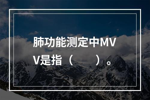 肺功能测定中MVV是指（　　）。