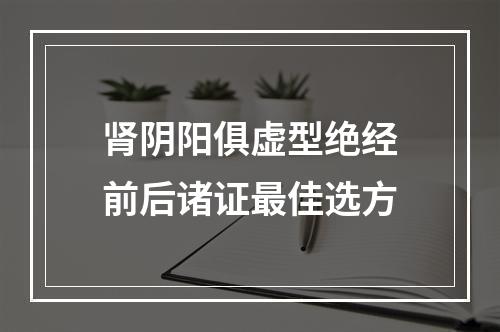 肾阴阳俱虚型绝经前后诸证最佳选方