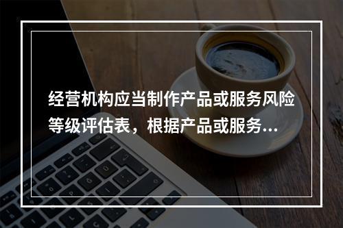 经营机构应当制作产品或服务风险等级评估表，根据产品或服务的评